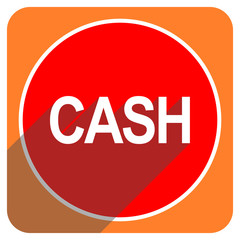 cash red flat icon isolated