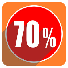 70 percent red flat icon isolated