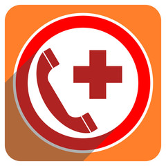 Obraz premium emergency call red flat icon isolated