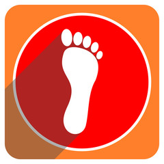 foot red flat icon isolated