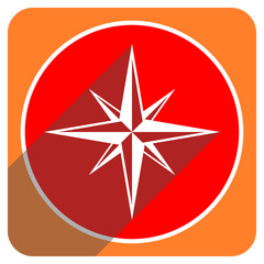 compass red flat icon isolated