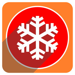 snow red flat icon isolated