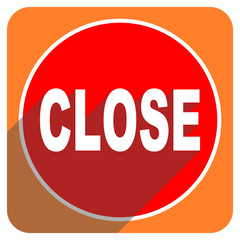 close red flat icon isolated