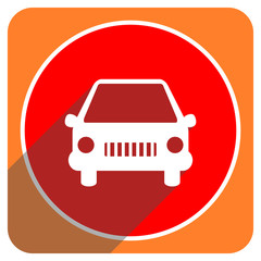 car red flat icon isolated
