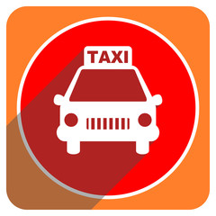 taxi red flat icon isolated