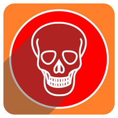 skull red flat icon isolated