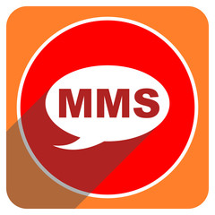 mms red flat icon isolated