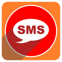 sms red flat icon isolated