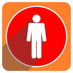 male red flat icon isolated