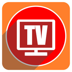 tv red flat icon isolated