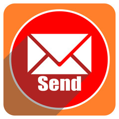 send red flat icon isolated