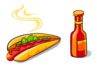 Hotdog and ketchup