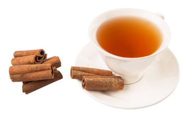 A cup of tea and cinnamon stick