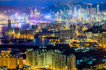 Fototapeta premium HONG KONG -August 10: Scene of the Victoria Harbour on August 10
