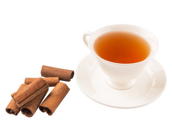 A cup of tea and cinnamon stick