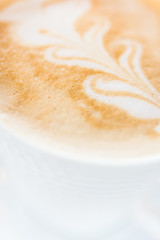 Close up latte coffee