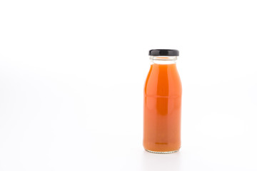 Orange juice bottle isolated on white background