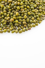 Green mung beans isolated on white background