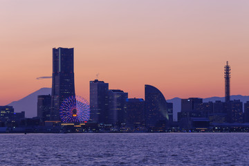 Skyscraper at Minatomirai, Yokohama in the twilight