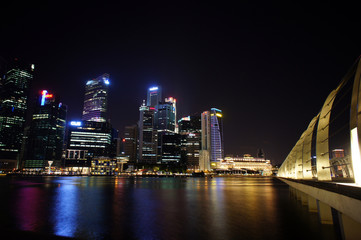 Fototapeta na wymiar Singapore Cityscape at night , Singapore - 30 July 2011