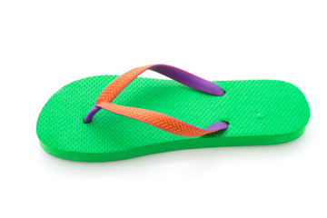Green flip flop isolated on white background