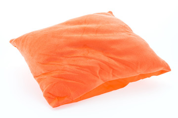 Orange pillow isolated on white background