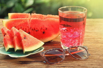 Watermelon Juice and Slices,vintage