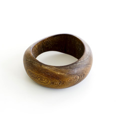 Wooden bracelet isolated on the white