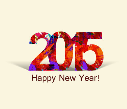 Happy New Year 2015 colorful greeting card Holiday design Vector