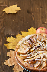 Apple pie on the wooden backgraund