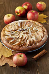 Apple pie on the wooden backgraund