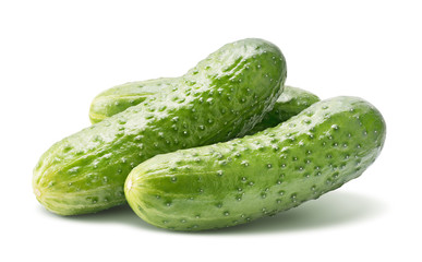 Middle size cucumbers isolated on white