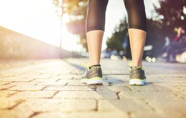 Female runner, feet closeup