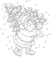 Santa with a Christmas tree