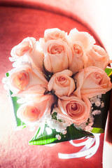 bridal bouquet of cream roses