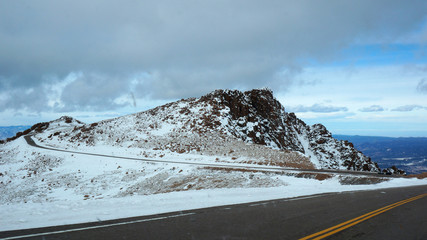 Road to the Pikes Peak, Colorado in the winter