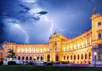 Vienna Hofburg Imperial Palace at night, - Austria