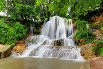 Green waterfall with name Lucky, Slovakia