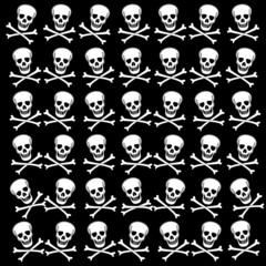 Background with white skulls. Raster.