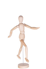 Wooden hinged dummy representing the running person