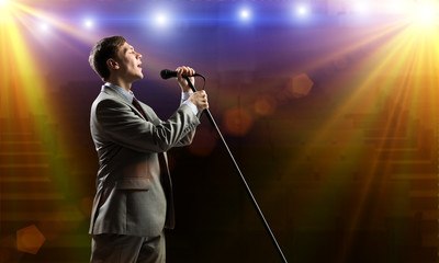 Businessman with microphone