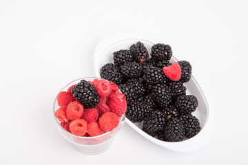 Blackberry on Raspberries and Raspberry on Blackberries on White