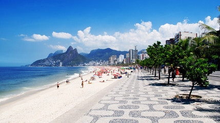 Sidewalk of Ipanema in Rio de Janeiro. Brazil - obrazy, fototapety, plakaty