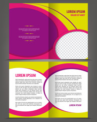 Vector empty bi-fold brochure print template bright design