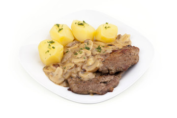 steak with mushrooms - Steak mit Pilzen