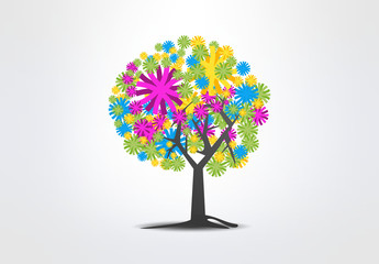 Abstracrt Tree Color Sun logo icon.zip