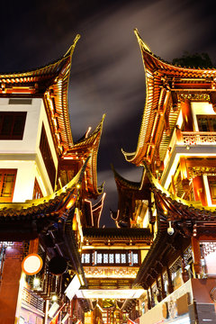 Shanghai ancient buildings at night