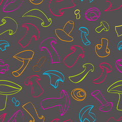 Seamless pattern with champignon mushroom