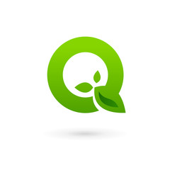 Letter Q eco leaves logo icon design template elements