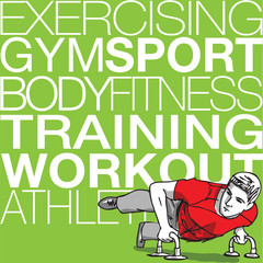 illustration of Man doing push-ups bars